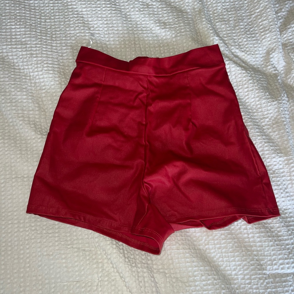 Windsor Red Faux Leather Shorts